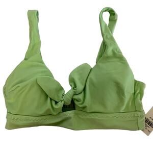 Aerie Womens Size XS Swim Bikini Top Lime Green Twist Knot Front Wide Band NWT
